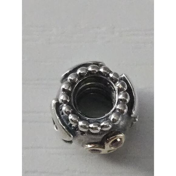 Pandora 925 Sterling Silver & 14k Gold Two Tone Pink CZ Retired Mom Charm - Picture 5 of 8